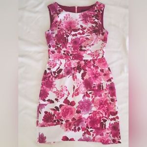Connected apparel pink and white floral knee length dress